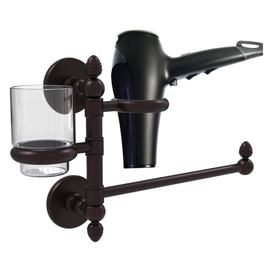 Allied Brass Prestige Skyline 15" x 7" Antique Bronze Solid Brass Hair Dryer Holder and Organizer