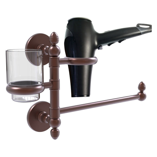Allied Brass Prestige Skyline 15" x 7" Antique Copper Solid Brass Hair Dryer Holder and Organizer