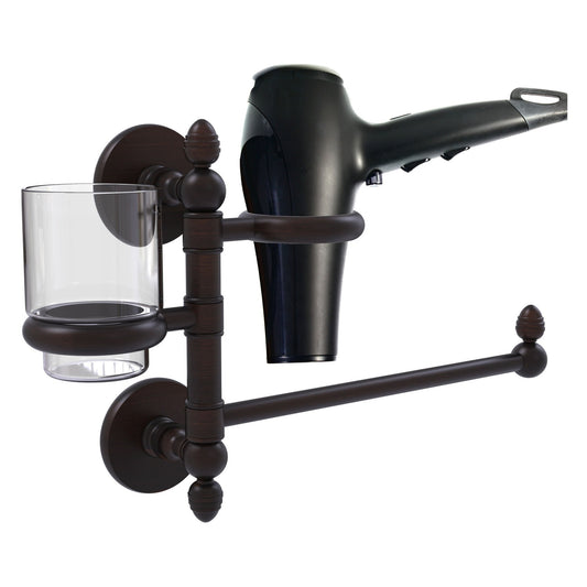 Allied Brass Prestige Skyline 15" x 7" Venetian Bronze Solid Brass Hair Dryer Holder and Organizer