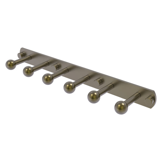 Allied Brass Prestige Skyline 15.5" x 3" Antique Brass Solid Brass 6-Position Tie and Belt Rack