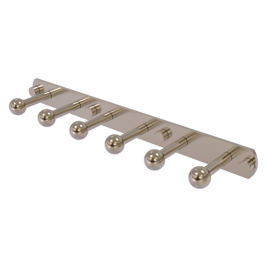 Allied Brass Prestige Skyline 15.5" x 3" Antique Pewter Solid Brass 6-Position Tie and Belt Rack