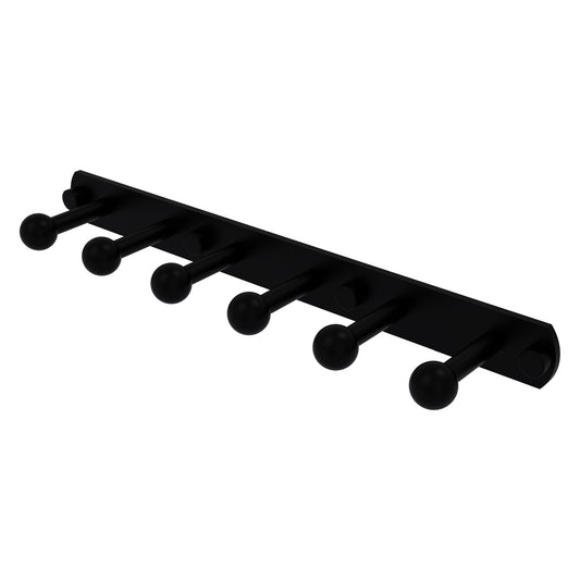 Allied Brass Prestige Skyline 15.5" x 3" Matte Black Solid Brass 6-Position Tie and Belt Rack