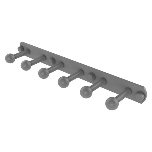 Allied Brass Prestige Skyline 15.5" x 3" Matte Gray Solid Brass 6-Position Tie and Belt Rack