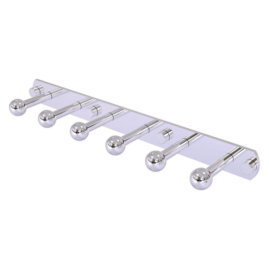 Allied Brass Prestige Skyline 15.5" x 3" Polished Chrome Solid Brass 6-Position Tie and Belt Rack