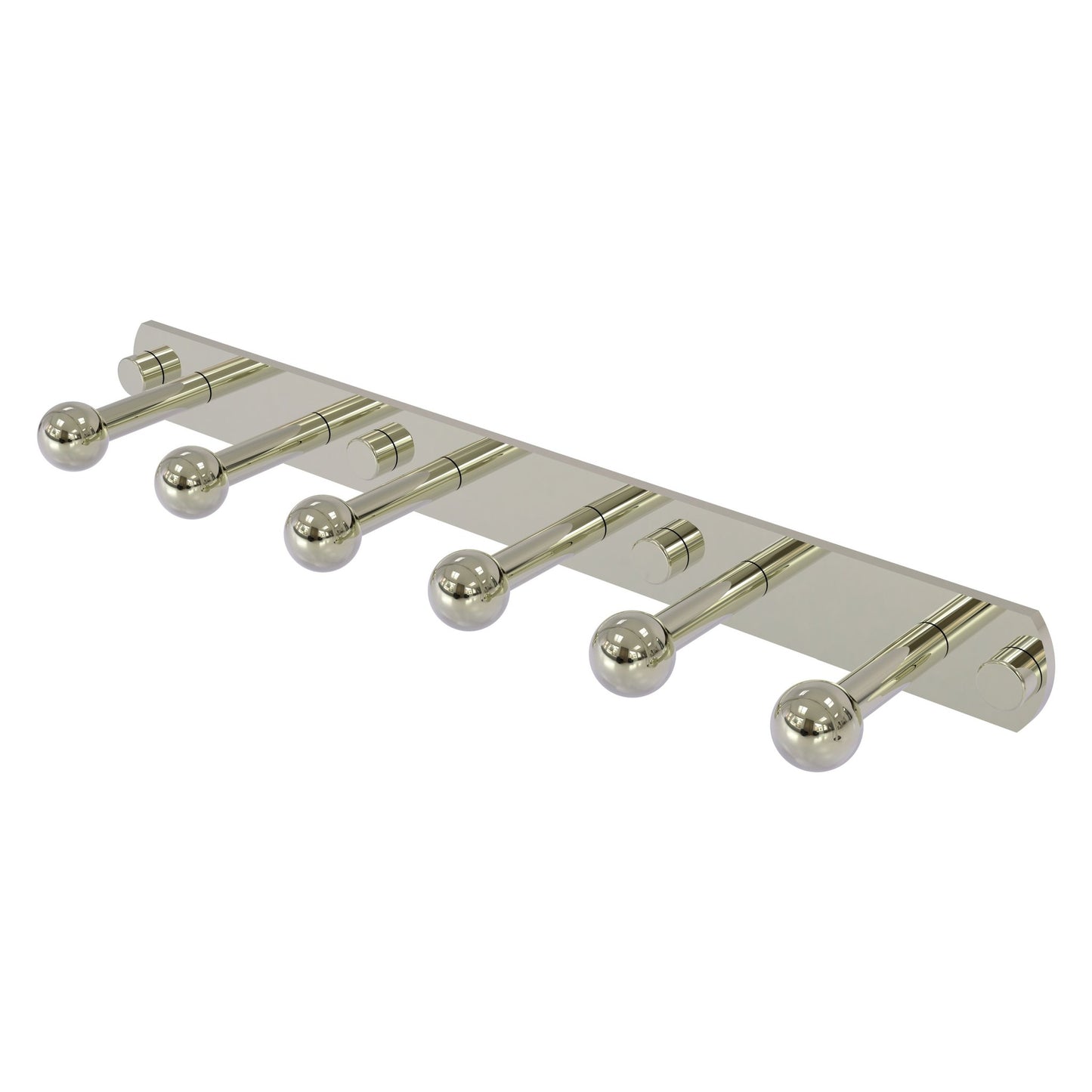 Allied Brass Prestige Skyline 15.5" x 3" Polished Nickel Solid Brass 6-Position Tie and Belt Rack