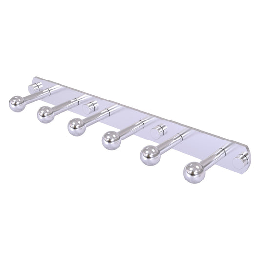 Allied Brass Prestige Skyline 15.5" x 3" Satin Chrome Solid Brass 6-Position Tie and Belt Rack