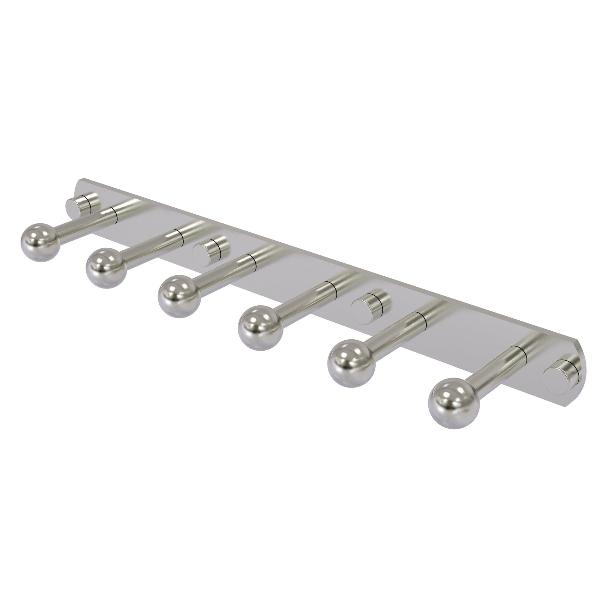 Allied Brass Prestige Skyline 15.5" x 3" Satin Nickel Solid Brass 6-Position Tie and Belt Rack