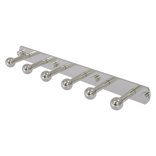 Allied Brass Prestige Skyline 15.5" x 3" Satin Nickel Solid Brass 6-Position Tie and Belt Rack