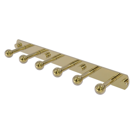 Allied Brass Prestige Skyline 15.5" x 3" Unlacquered Brass Solid Brass 6-Position Tie and Belt Rack