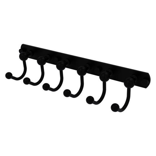 Allied Brass Prestige Skyline 15.5" x 4" Matte Black Solid Brass 6 Positions Tie and Belt Rack