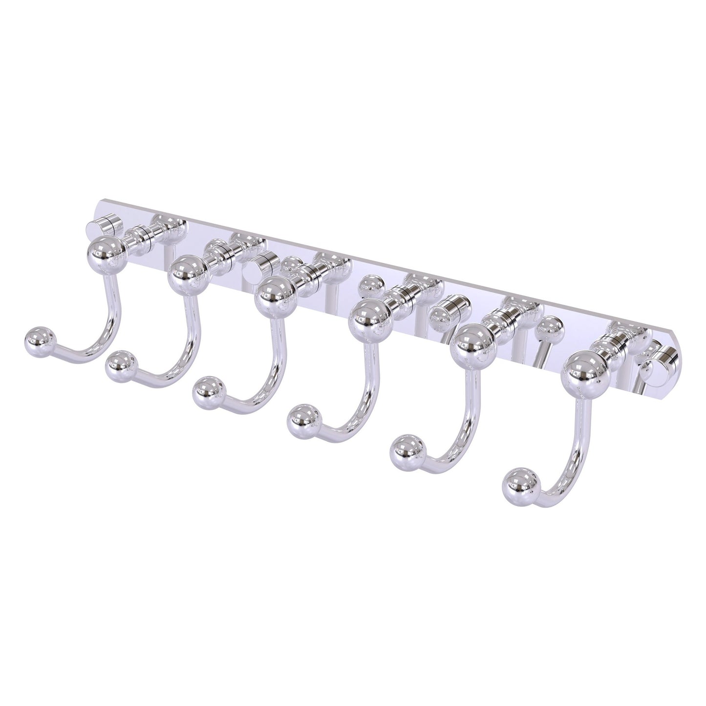 Allied Brass Prestige Skyline 15.5" x 4" Polished Chrome Solid Brass 6 Positions Tie and Belt Rack