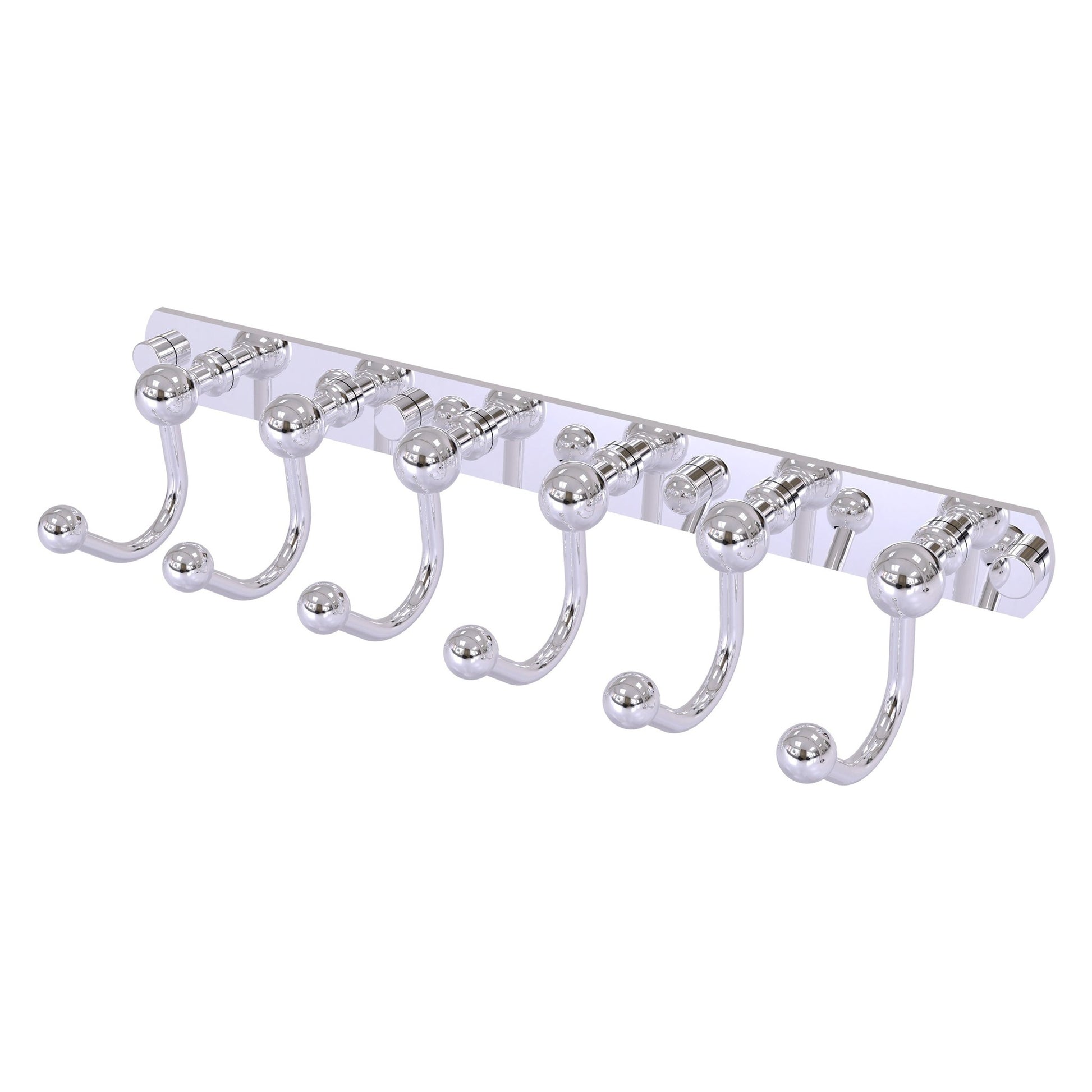 Allied Brass Prestige Skyline 15.5" x 4" Polished Chrome Solid Brass 6 Positions Tie and Belt Rack