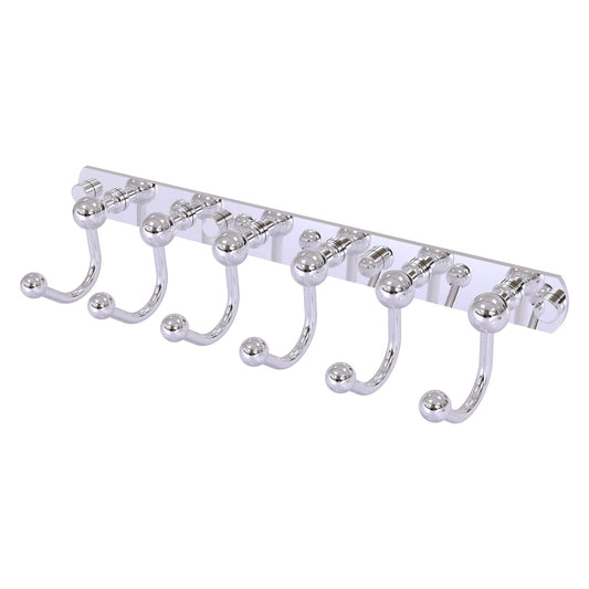 Allied Brass Prestige Skyline 15.5" x 4" Polished Chrome Solid Brass 6 Positions Tie and Belt Rack
