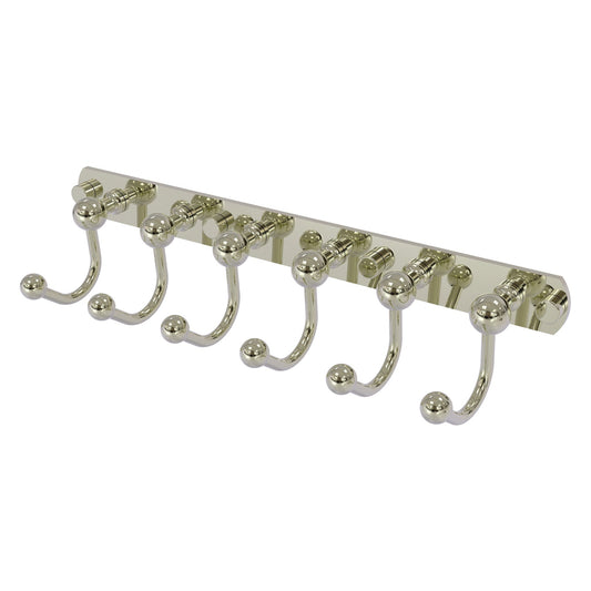 Allied Brass Prestige Skyline 15.5" x 4" Polished Nickel Solid Brass 6 Positions Tie and Belt Rack