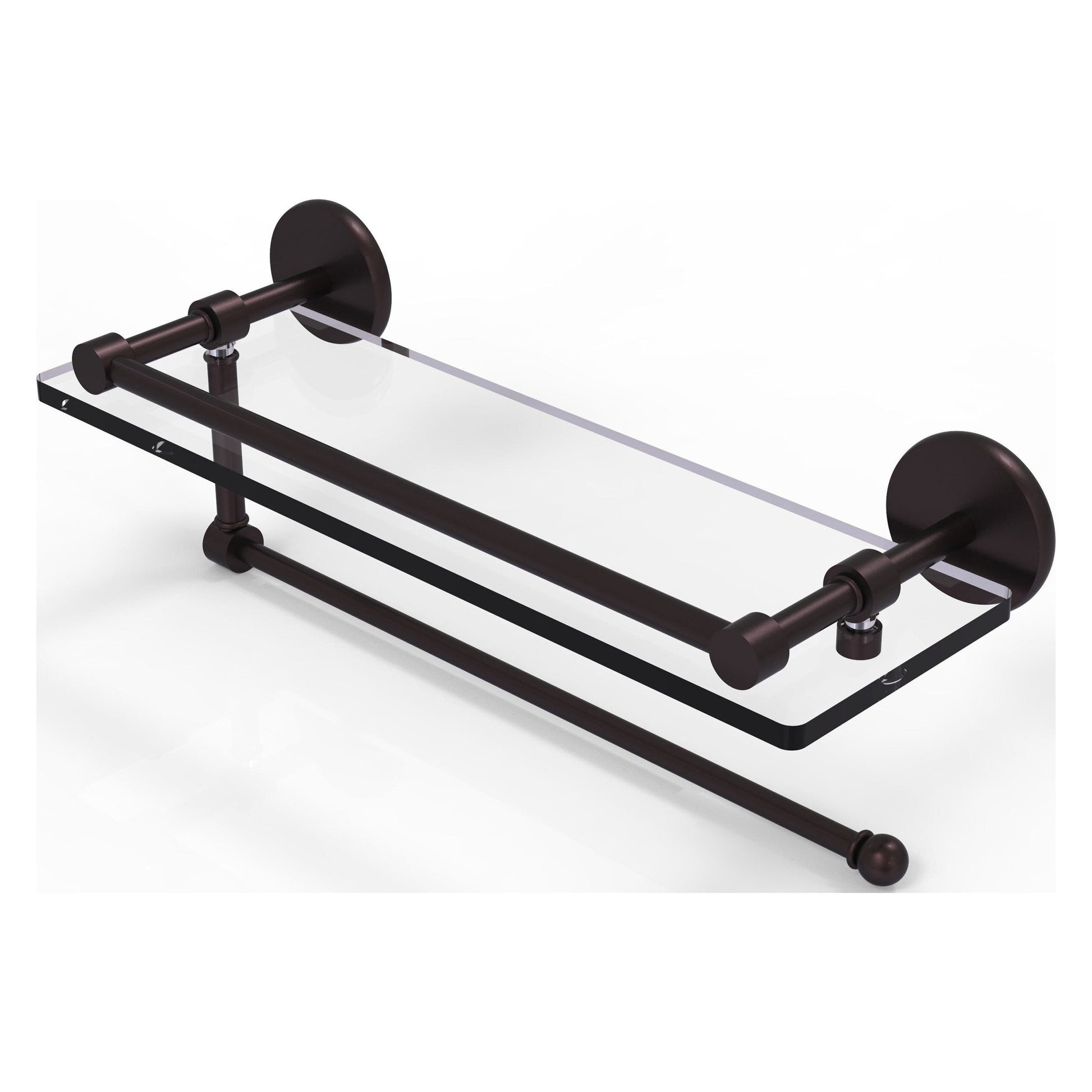 Allied Brass Prestige Skyline 16" x 5" Antique Bronze Solid Brass Paper Towel Holder With 16" Gallery Glass Shelf