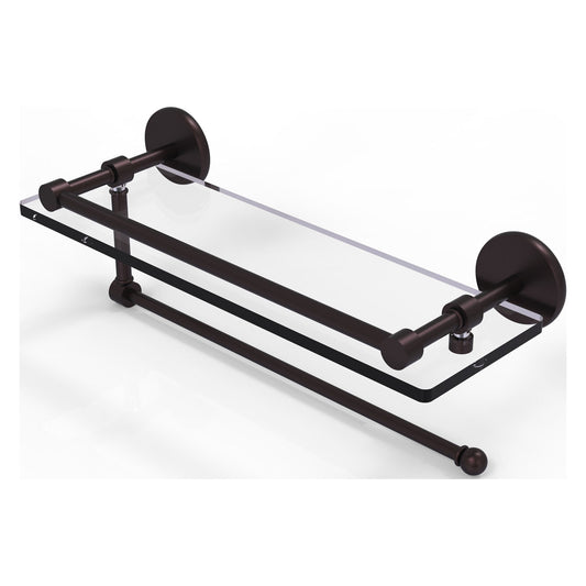 Allied Brass Prestige Skyline 16" x 5" Antique Bronze Solid Brass Paper Towel Holder With 16" Gallery Glass Shelf