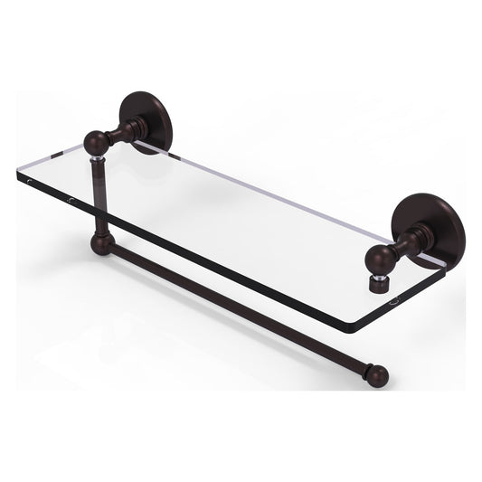 Allied Brass Prestige Skyline 16" x 5" Antique Bronze Solid Brass Paper Towel Holder With 16" Glass Shelf