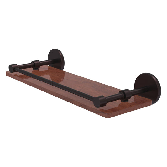 Allied Brass Prestige Skyline 16" x 5" Antique Bronze Solid Brass Solid IPE Ironwood Shelf With Gallery Rail