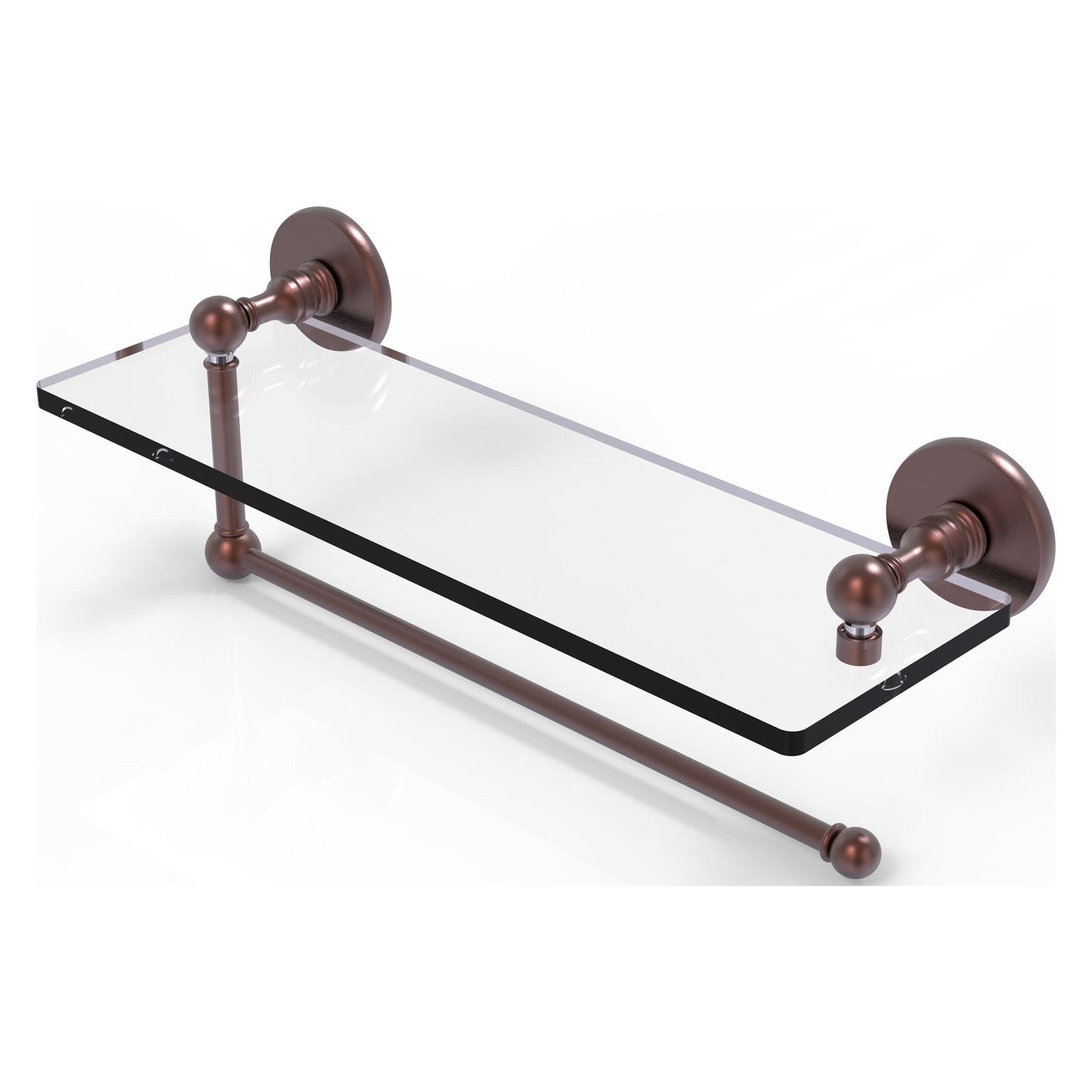 Allied Brass Prestige Skyline 16" x 5" Antique Copper Solid Brass Paper Towel Holder With 16" Glass Shelf