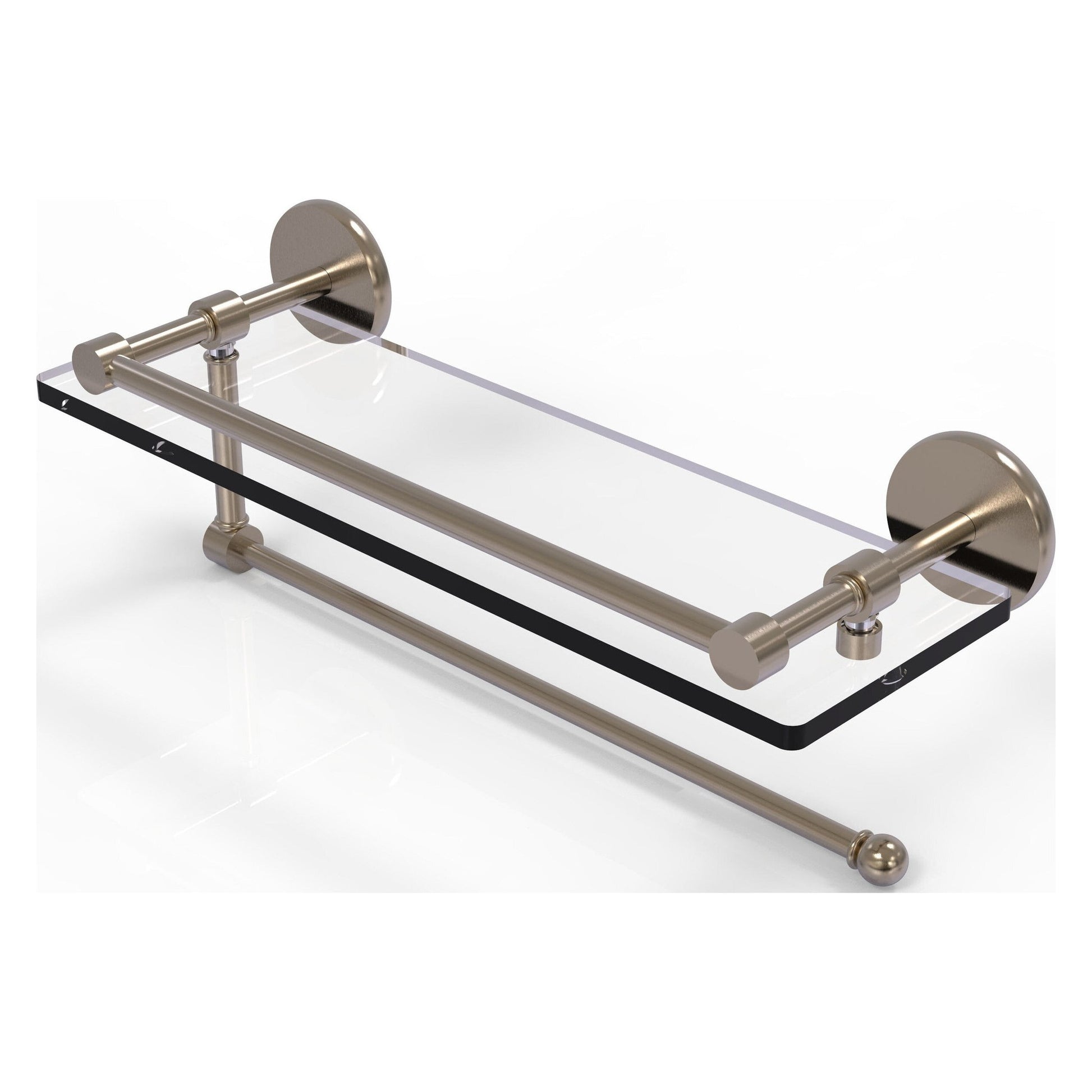 Allied Brass Prestige Skyline 16" x 5" Antique Pewter Solid Brass Paper Towel Holder With 16" Gallery Glass Shelf
