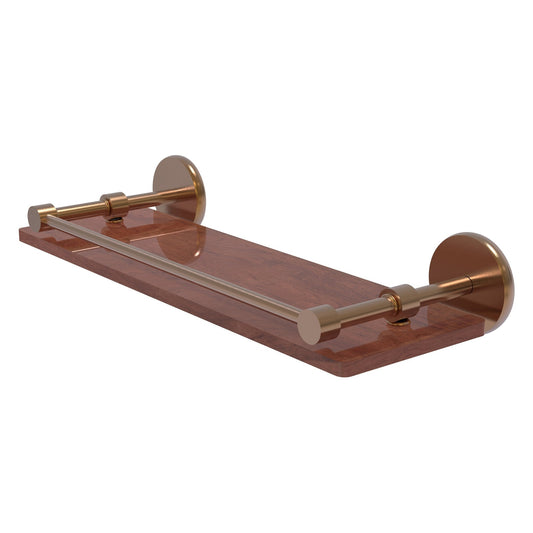 Allied Brass Prestige Skyline 16" x 5" Brushed Bronze Solid Brass Solid IPE Ironwood Shelf With Gallery Rail