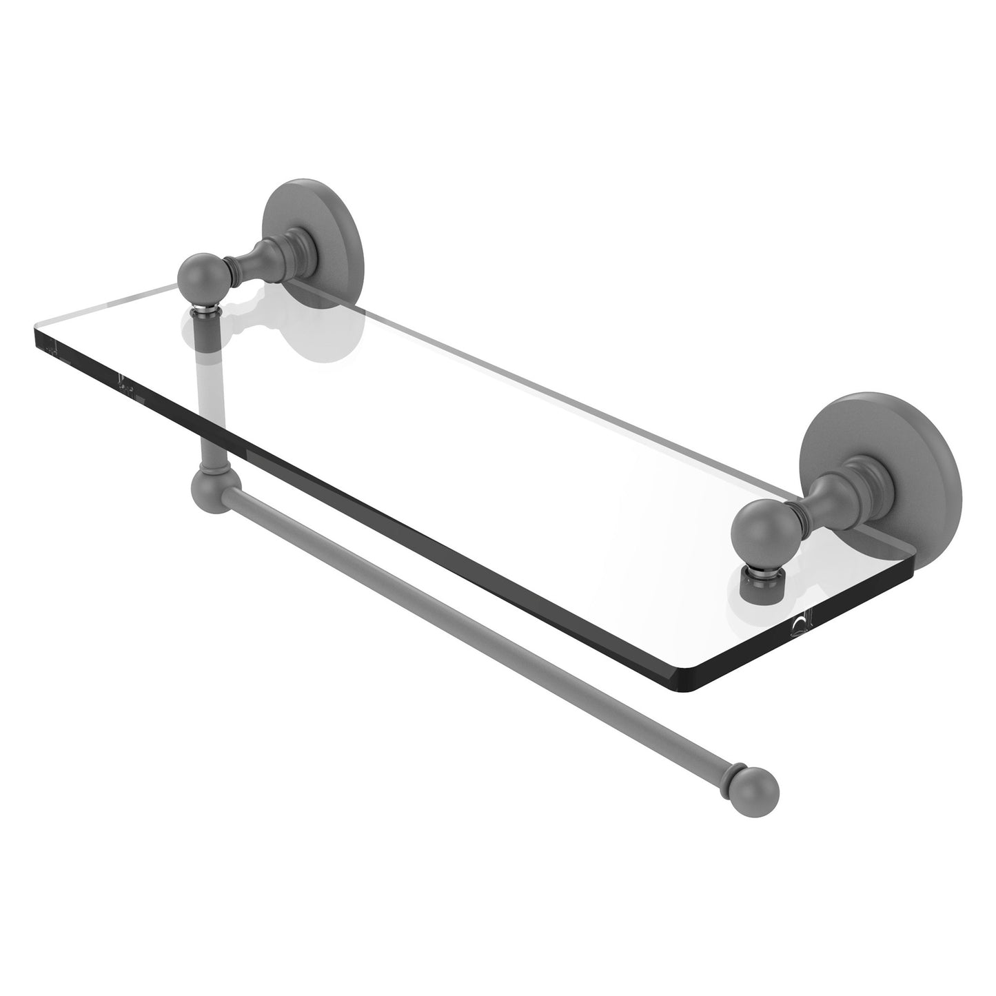 Allied Brass Prestige Skyline 16" x 5" Matte Gray Solid Brass Paper Towel Holder With 16" Glass Shelf