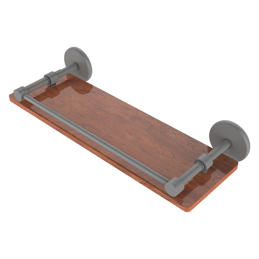 Allied Brass Prestige Skyline 16" x 5" Matte Gray Solid Brass Solid IPE Ironwood Shelf With Gallery Rail