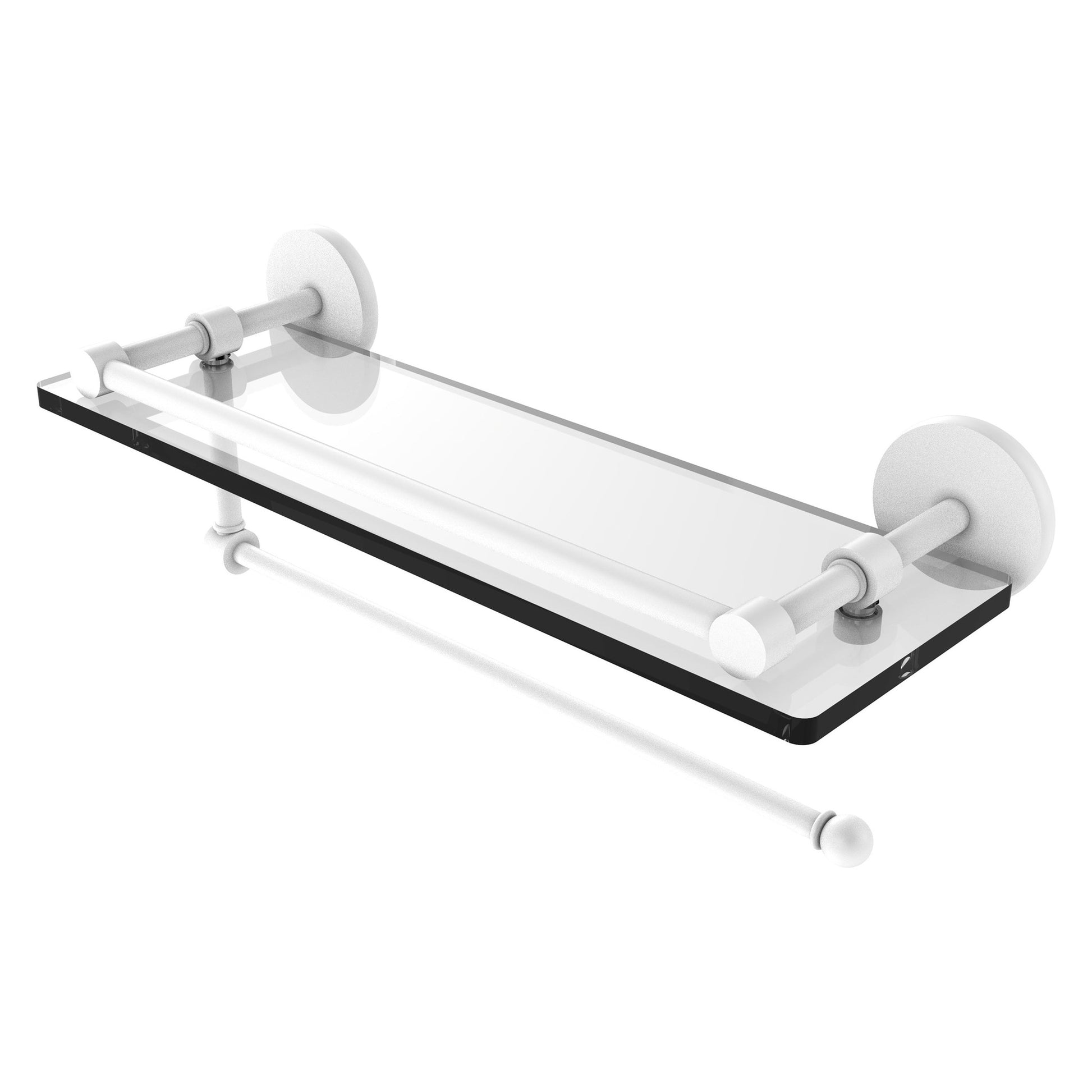 Allied Brass Prestige Skyline 16" x 5" Matte White Solid Brass Paper Towel Holder With 16" Gallery Glass Shelf