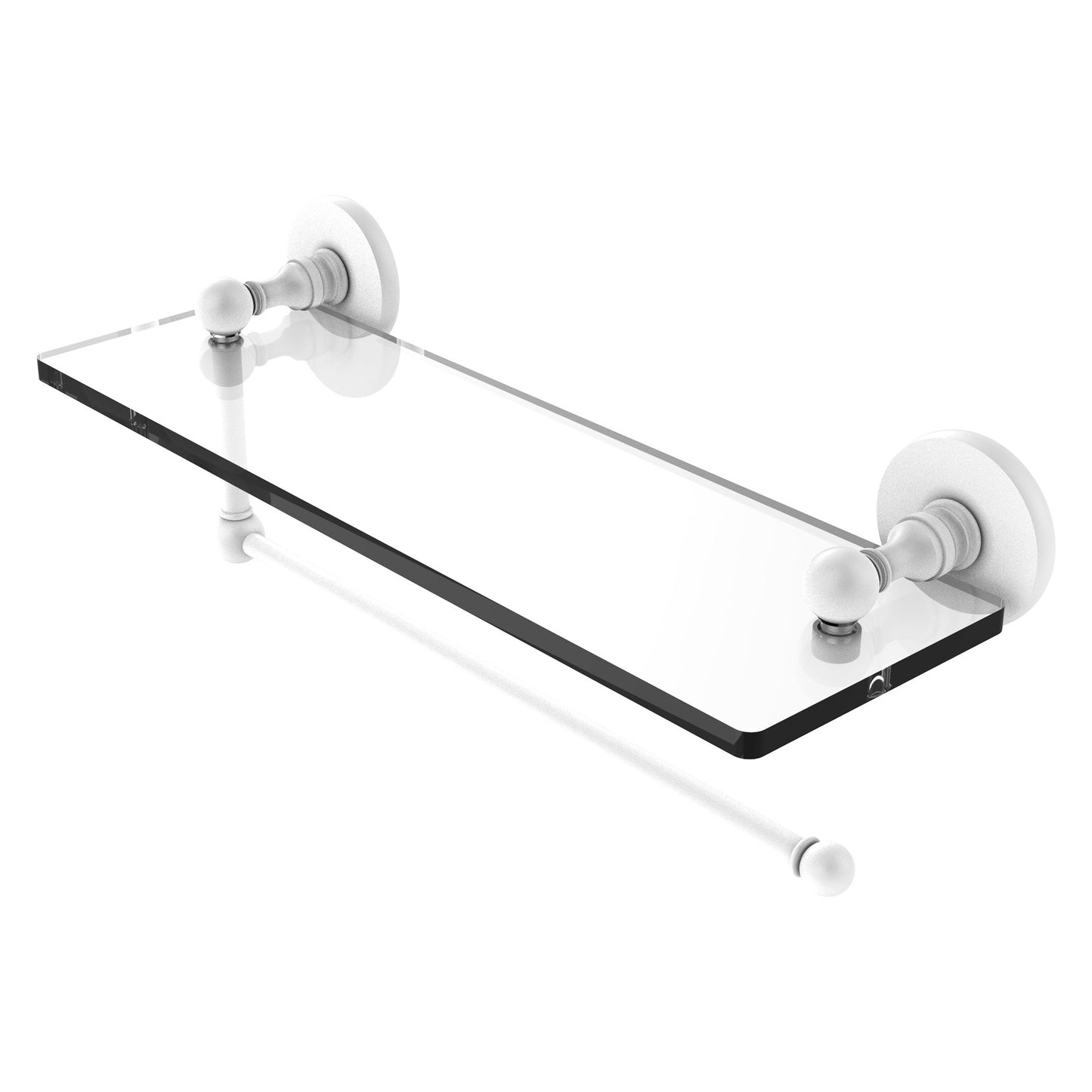 Allied Brass Prestige Skyline 16" x 5" Matte White Solid Brass Paper Towel Holder With 16" Glass Shelf