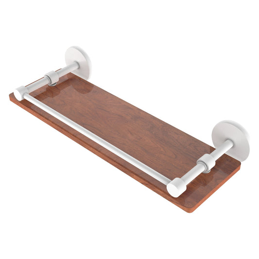 Allied Brass Prestige Skyline 16" x 5" Matte White Solid Brass Solid IPE Ironwood Shelf With Gallery Rail