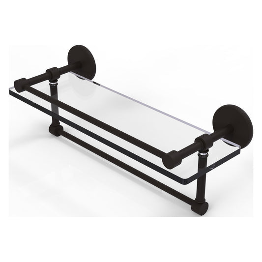 Allied Brass Prestige Skyline 16" x 5" Oil Rubbed Bronze Solid Brass Gallery Glass Shelf With Towel Bar