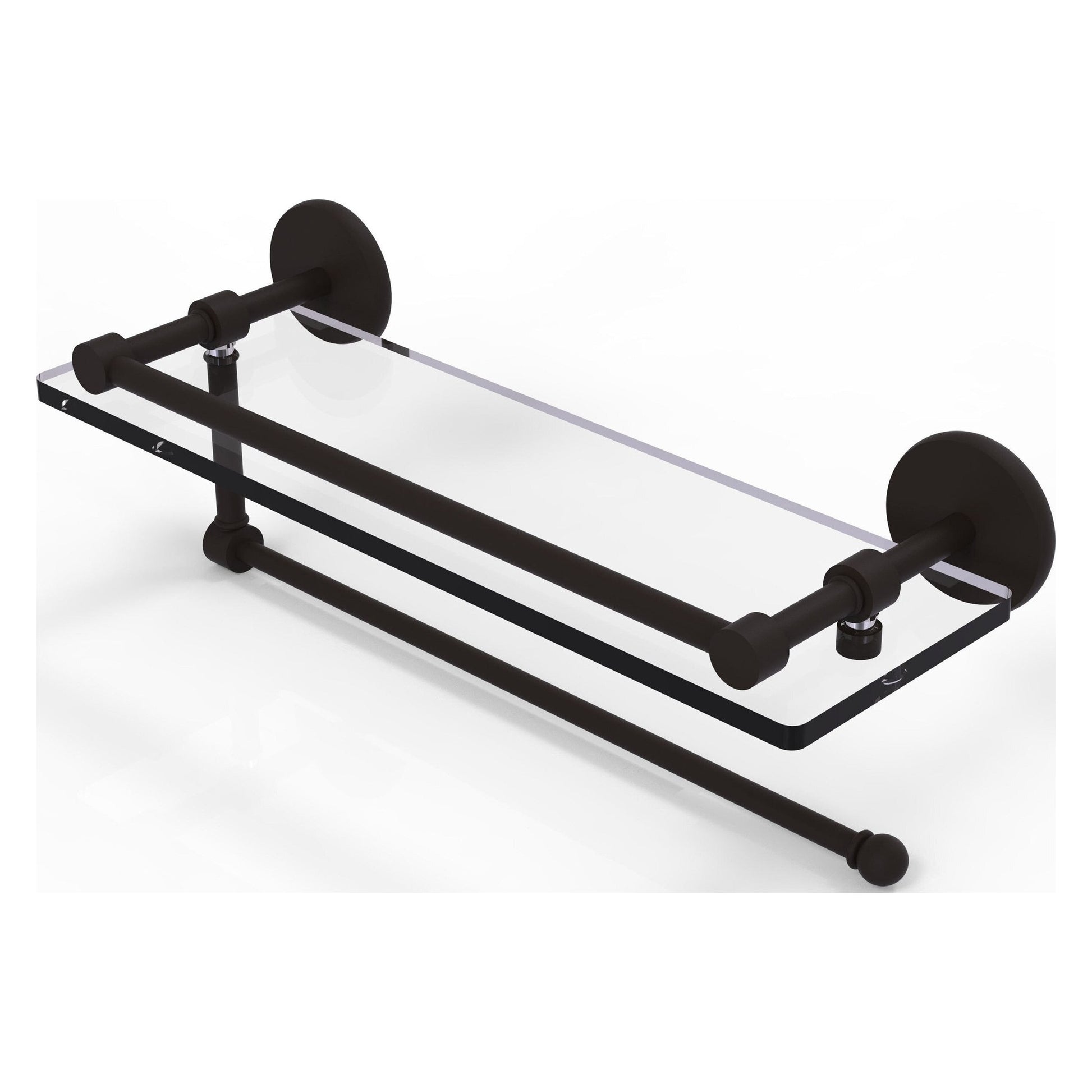 Allied Brass Prestige Skyline 16" x 5" Oil Rubbed Bronze Solid Brass Paper Towel Holder With 16" Gallery Glass Shelf