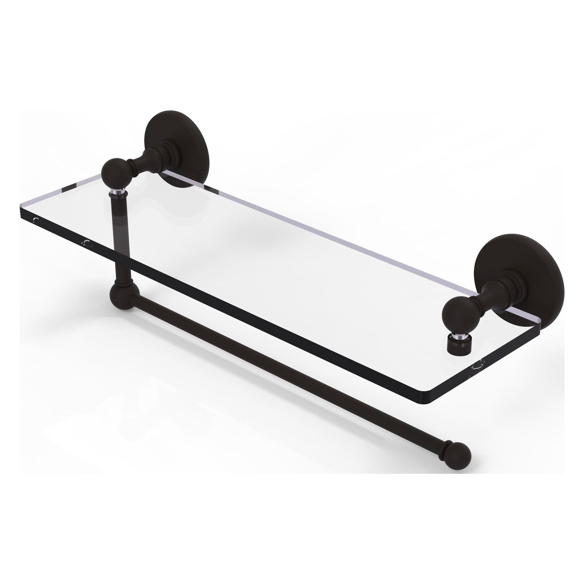 Allied Brass Prestige Skyline 16" x 5" Oil Rubbed Bronze Solid Brass Paper Towel Holder With 16" Glass Shelf