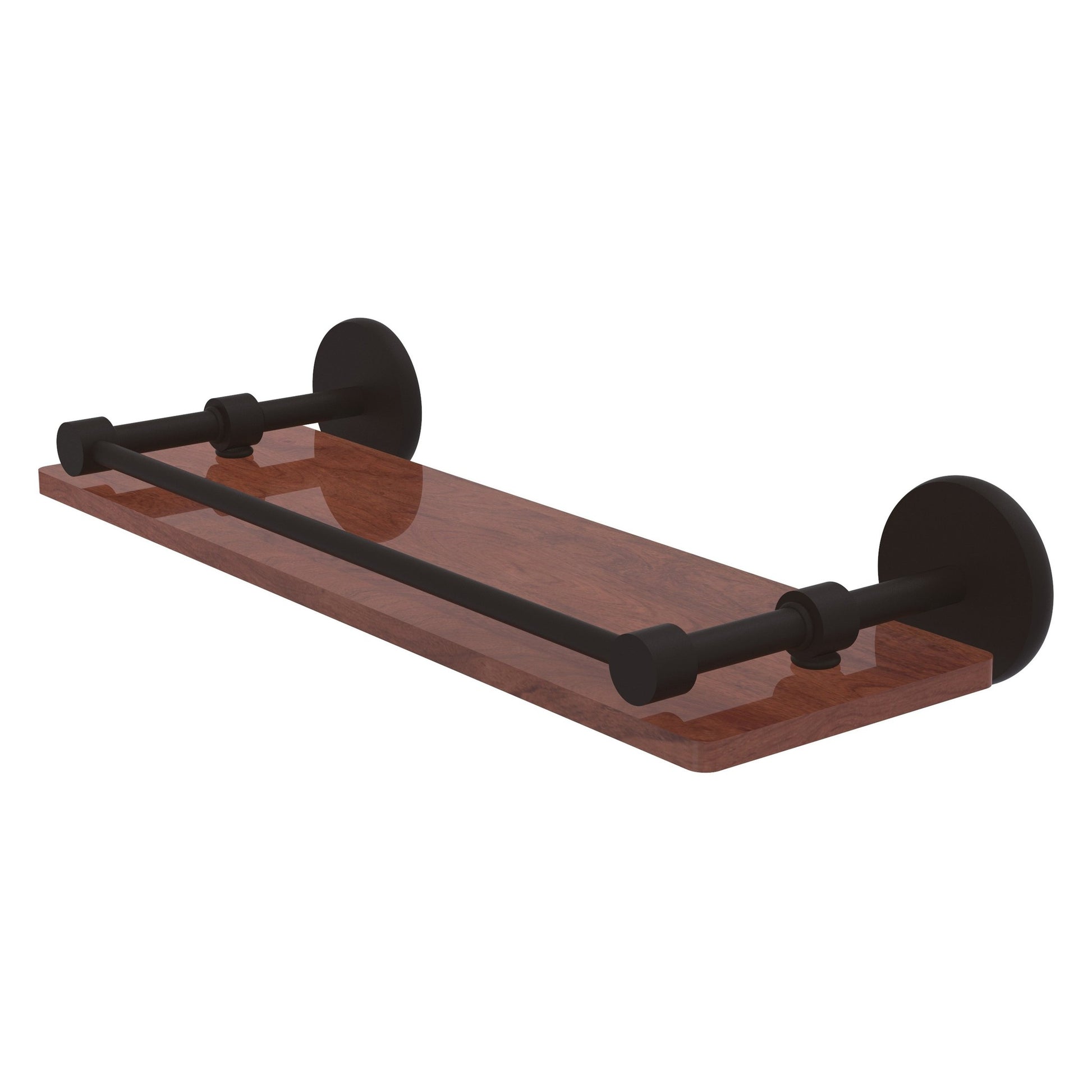 Allied Brass Prestige Skyline 16" x 5" Oil Rubbed Bronze Solid Brass Solid IPE Ironwood Shelf With Gallery Rail