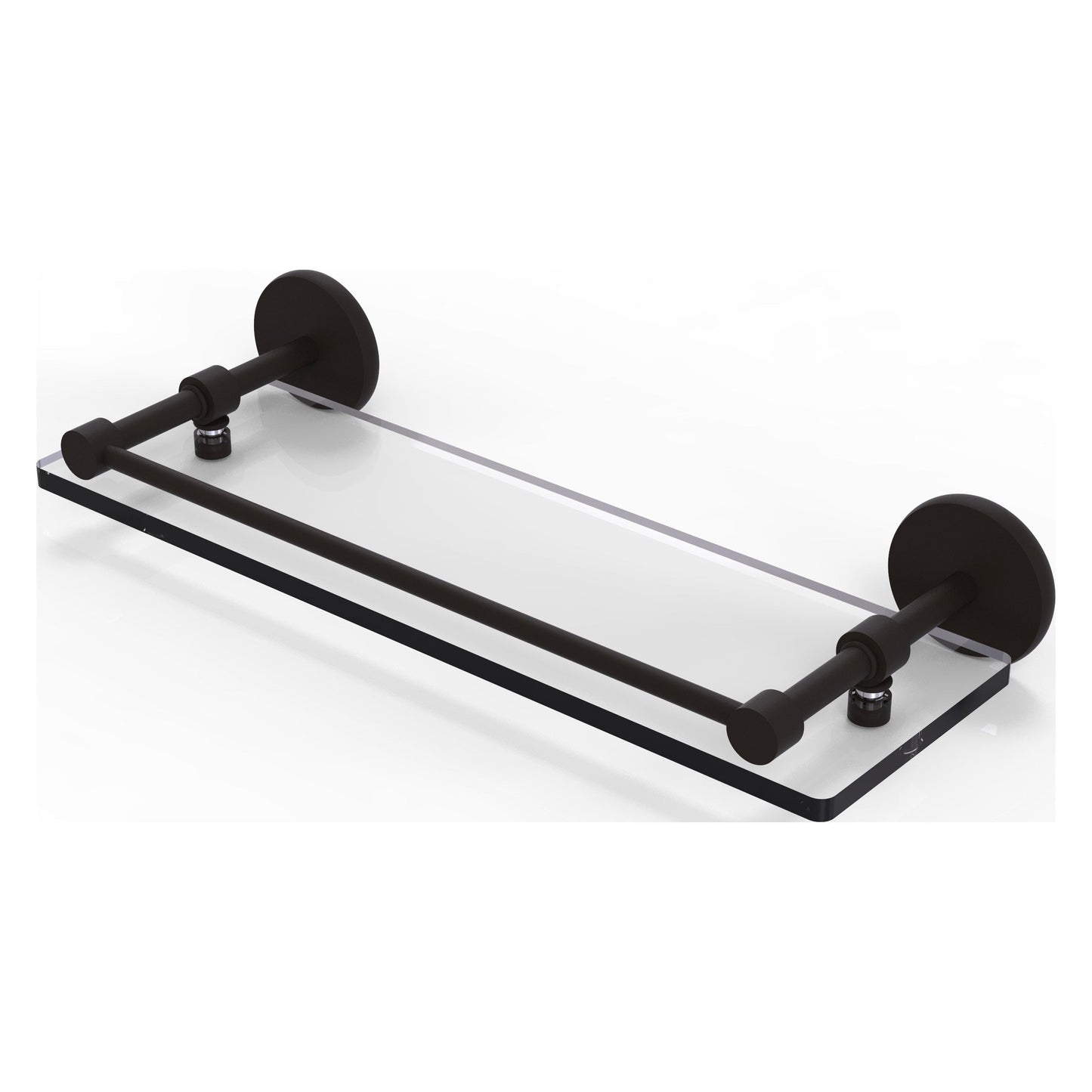 Allied Brass Prestige Skyline 16" x 5" Oil Rubbed Bronze Solid Brass Tempered Glass Shelf With Gallery Rail