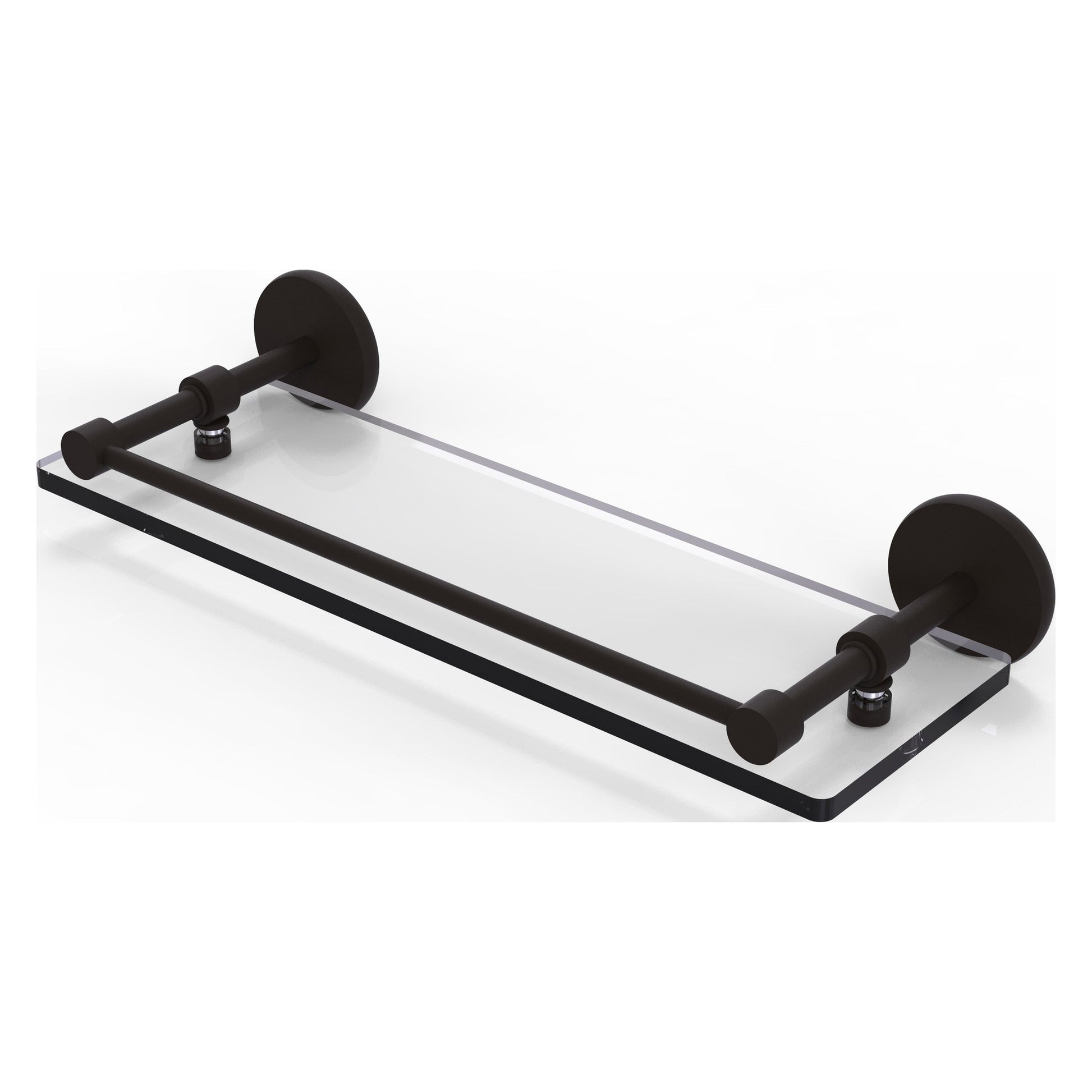 Allied Brass Prestige Skyline 16" x 5" Oil Rubbed Bronze Solid Brass Tempered Glass Shelf With Gallery Rail