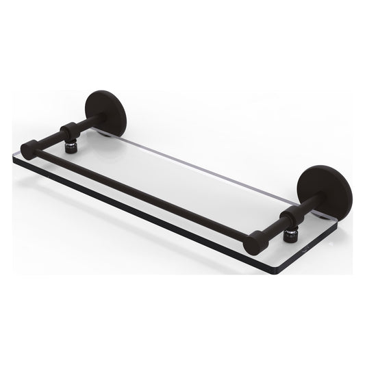 Allied Brass Prestige Skyline 16" x 5" Oil Rubbed Bronze Solid Brass Tempered Glass Shelf With Gallery Rail