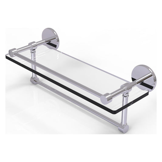 Allied Brass Prestige Skyline 16" x 5" Polished Chrome Solid Brass Gallery Glass Shelf With Towel Bar