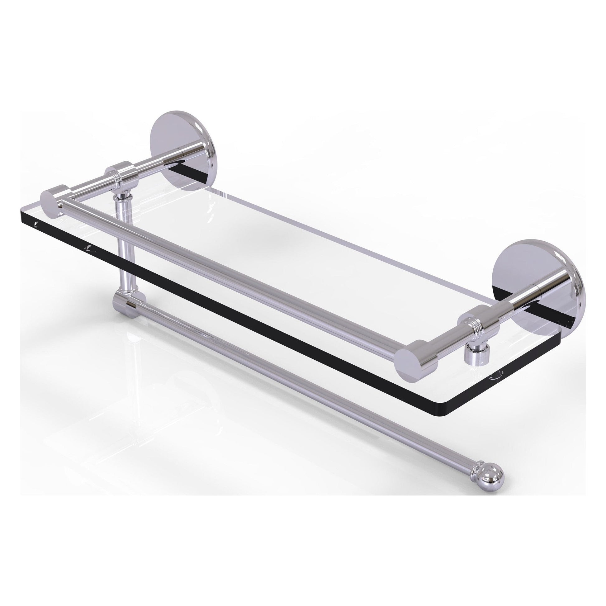 Allied Brass Prestige Skyline 16" x 5" Polished Chrome Solid Brass Paper Towel Holder With 16" Gallery Glass Shelf