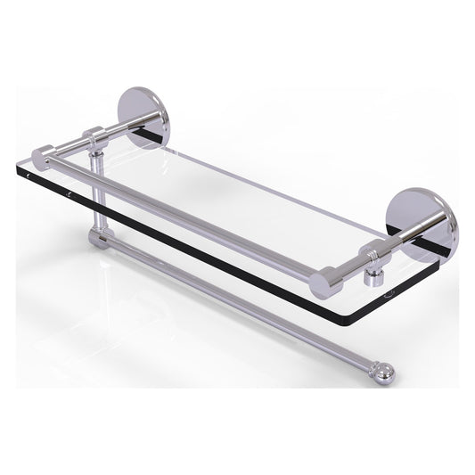 Allied Brass Prestige Skyline 16" x 5" Polished Chrome Solid Brass Paper Towel Holder With 16" Gallery Glass Shelf
