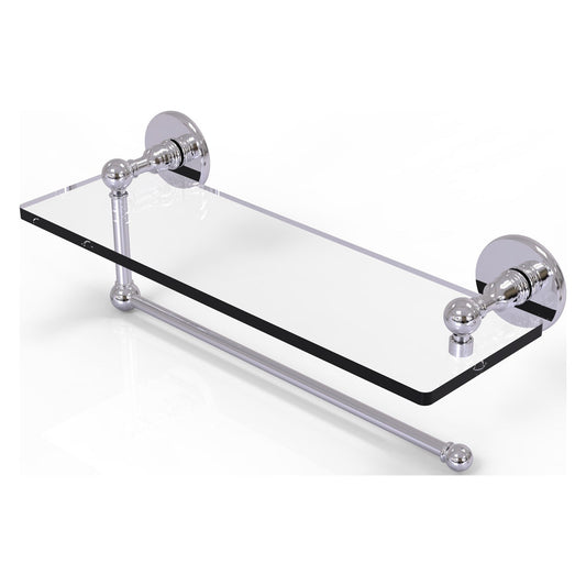 Allied Brass Prestige Skyline 16" x 5" Polished Chrome Solid Brass Paper Towel Holder With 16" Glass Shelf