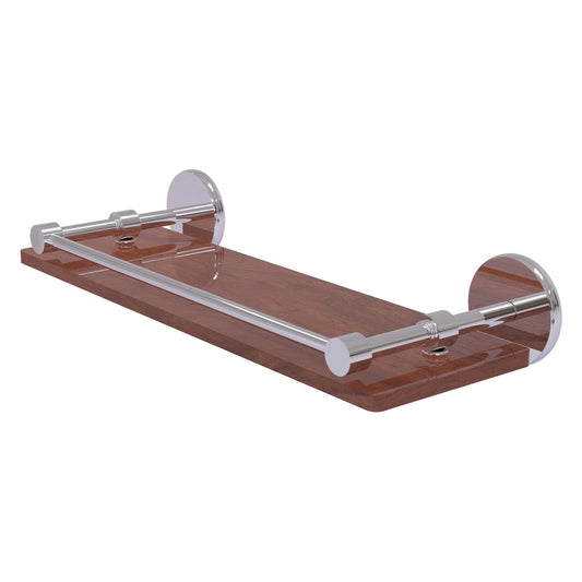 Allied Brass Prestige Skyline 16" x 5" Polished Chrome Solid Brass Solid IPE Ironwood Shelf With Gallery Rail
