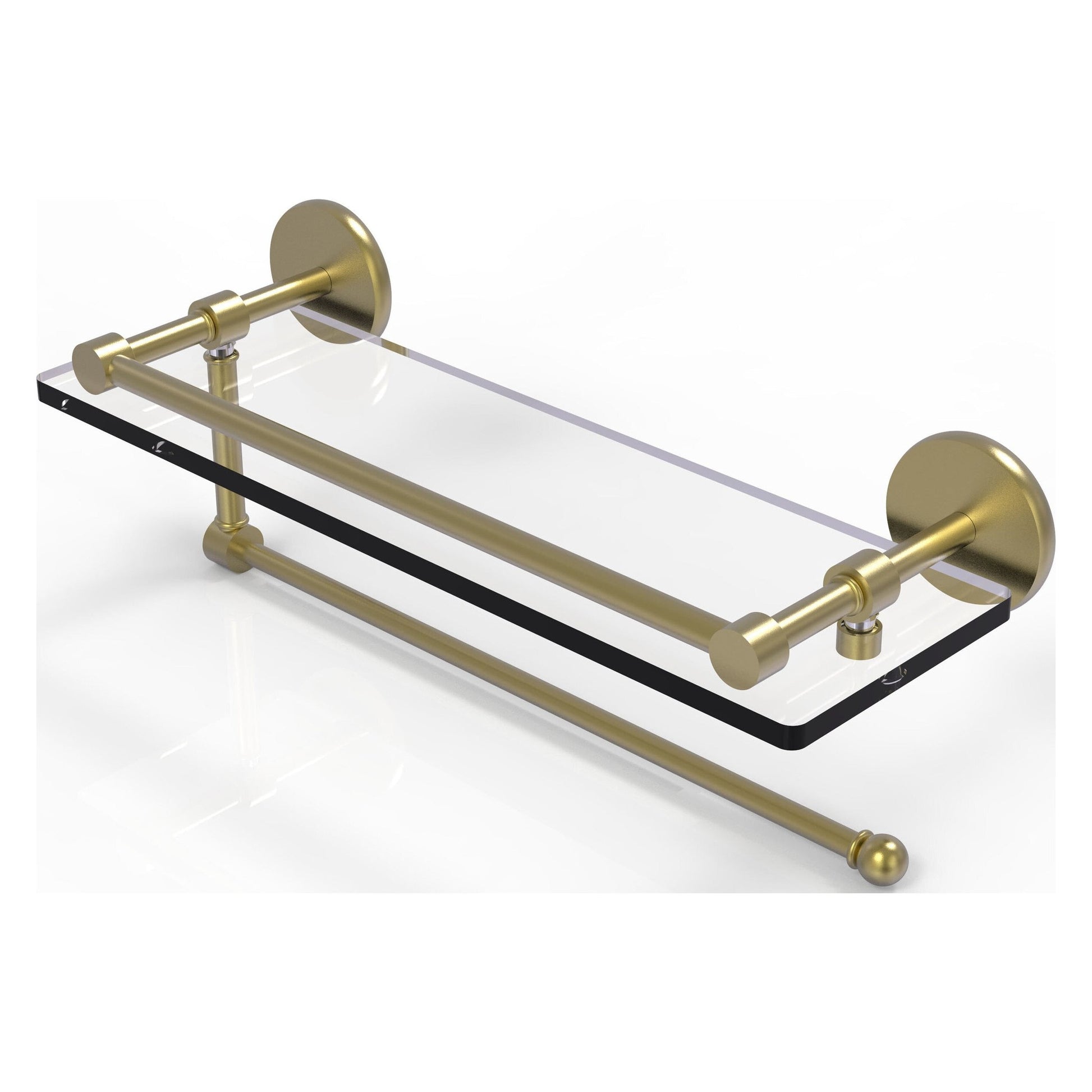 Allied Brass Prestige Skyline 16" x 5" Satin Brass Solid Brass Paper Towel Holder With 16" Gallery Glass Shelf