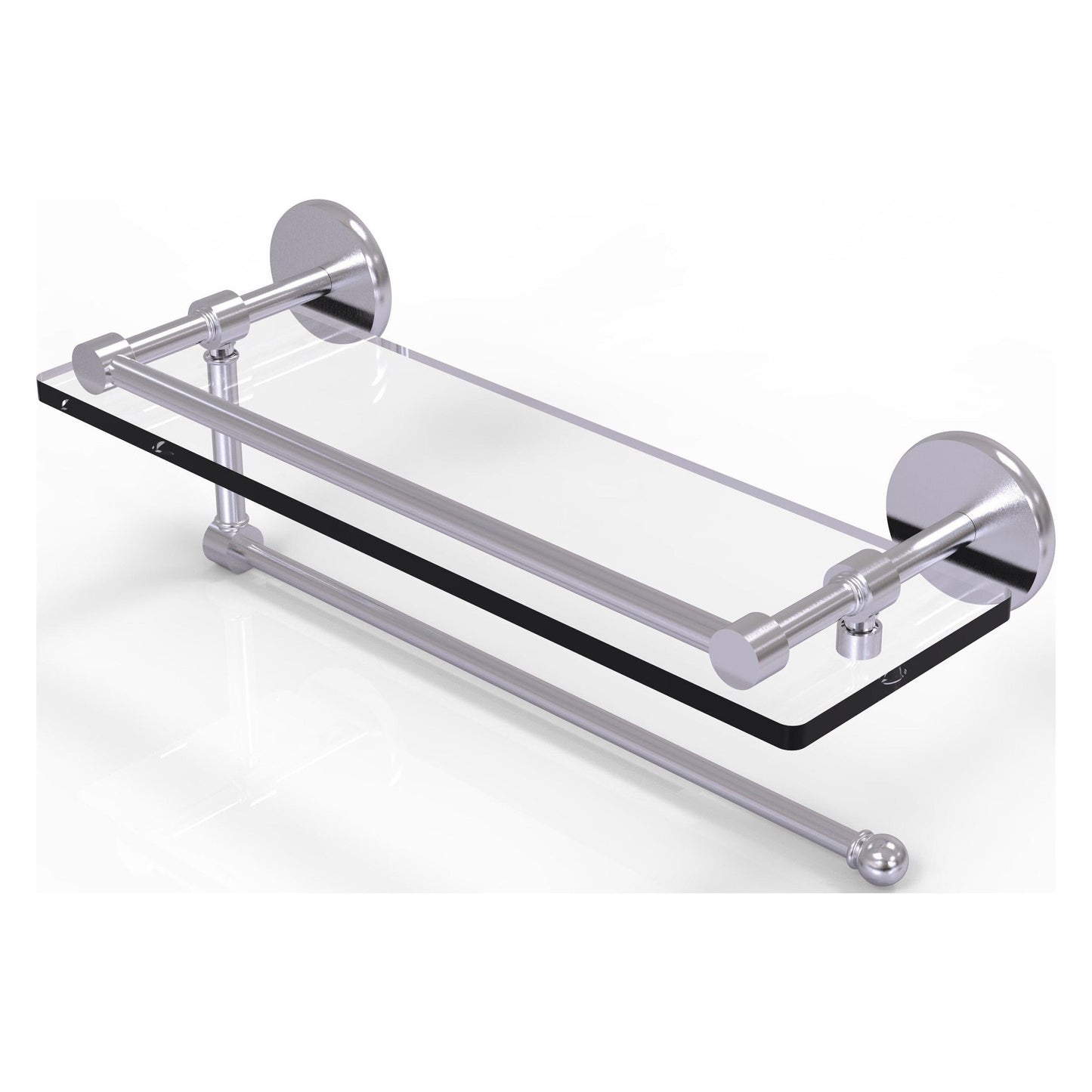 Allied Brass Prestige Skyline 16" x 5" Satin Chrome Solid Brass Paper Towel Holder With 16" Gallery Glass Shelf