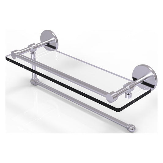 Allied Brass Prestige Skyline 16" x 5" Satin Chrome Solid Brass Paper Towel Holder With 16" Gallery Glass Shelf