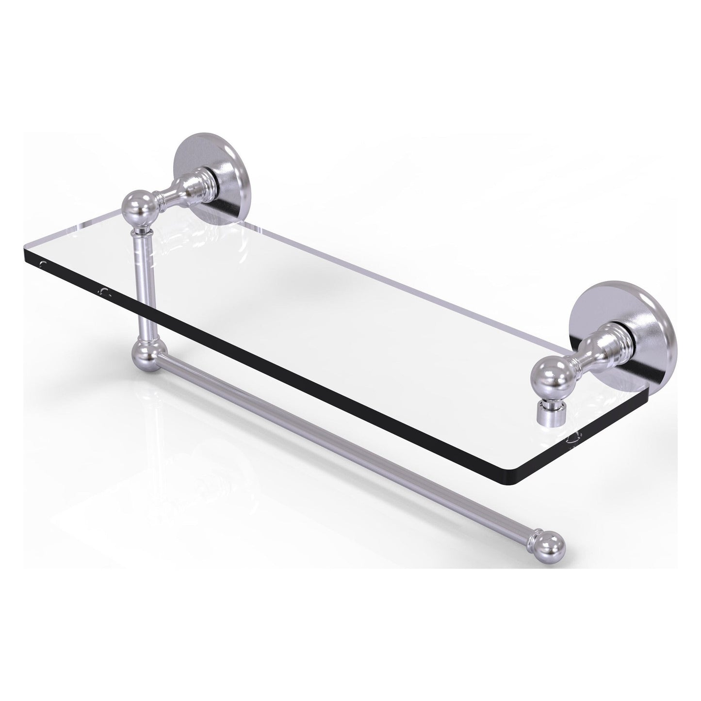 Allied Brass Prestige Skyline 16" x 5" Satin Chrome Solid Brass Paper Towel Holder With 16" Glass Shelf