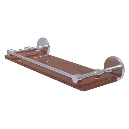 Allied Brass Prestige Skyline 16" x 5" Satin Chrome Solid Brass Solid IPE Ironwood Shelf With Gallery Rail