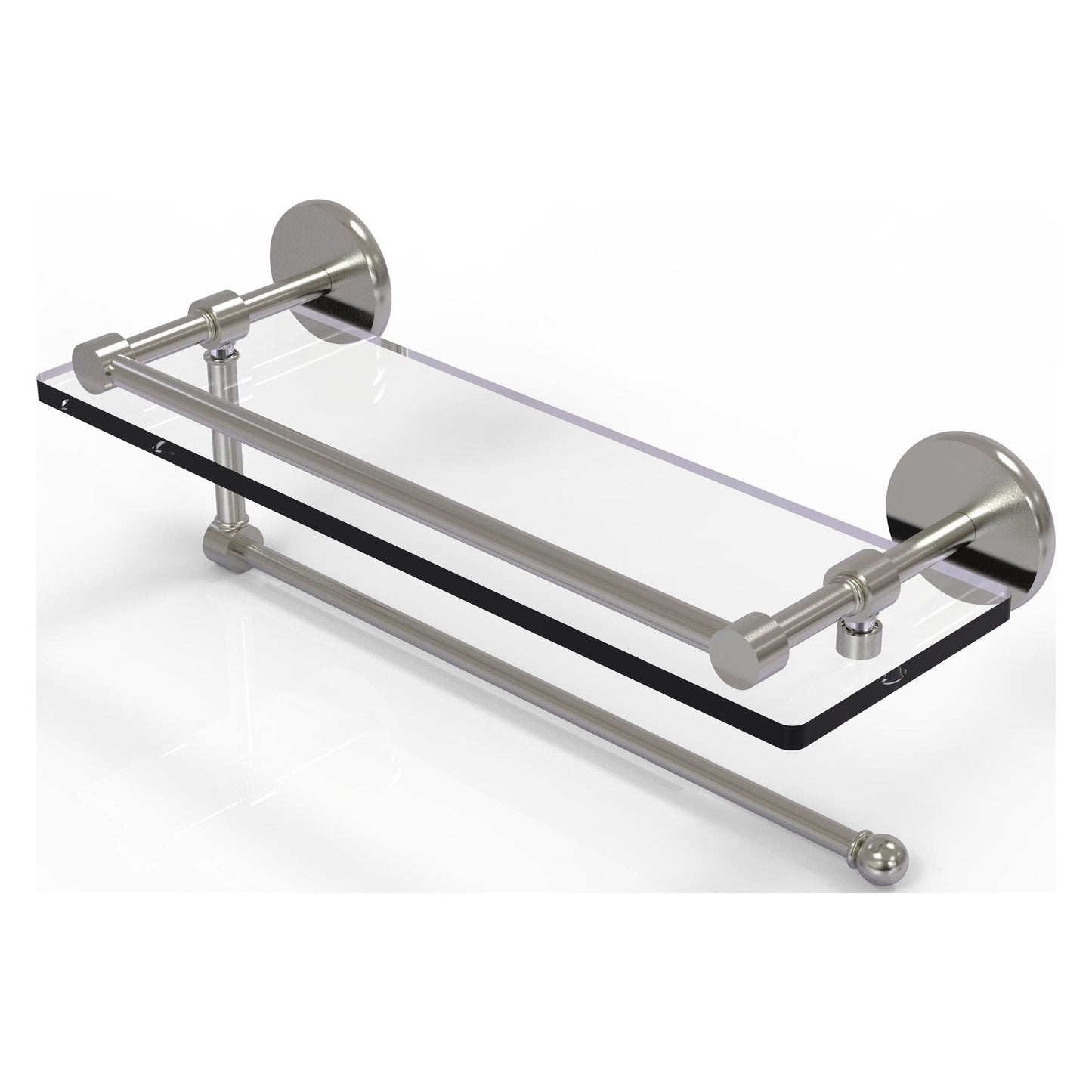Allied Brass Prestige Skyline 16" x 5" Satin Nickel Solid Brass Paper Towel Holder With 16" Gallery Glass Shelf