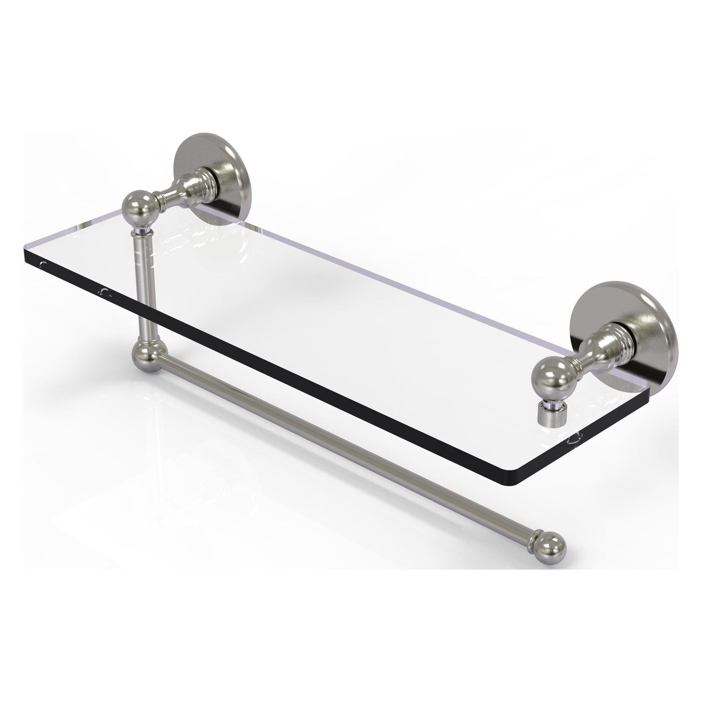 Allied Brass Prestige Skyline 16" x 5" Satin Nickel Solid Brass Paper Towel Holder With 16" Glass Shelf