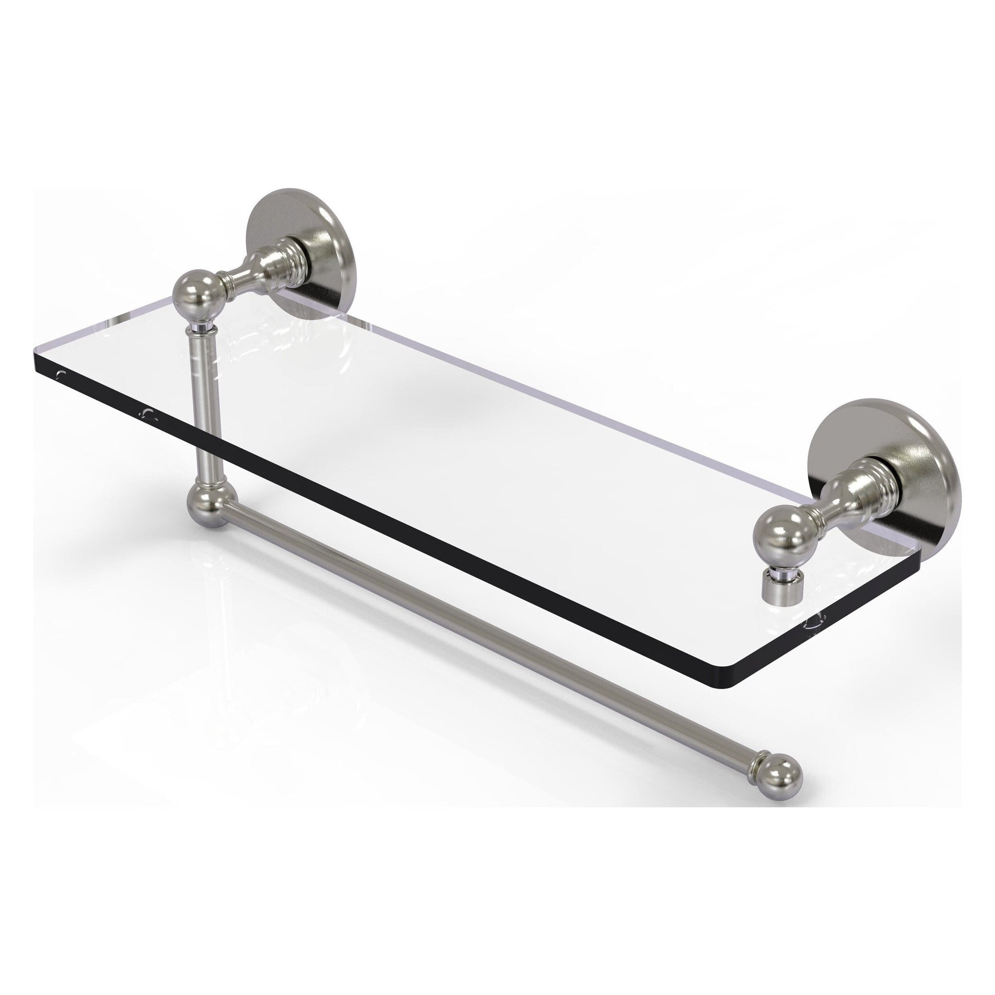 Allied Brass Prestige Skyline 16" x 5" Satin Nickel Solid Brass Paper Towel Holder With 16" Glass Shelf